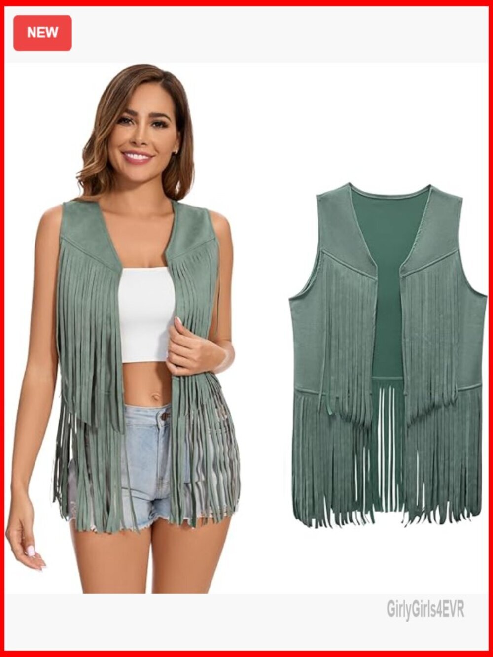 Faux Suede Fringe Vest 3X-Large Hippie Western Sleeveless Jacket - Picture 1 of 7